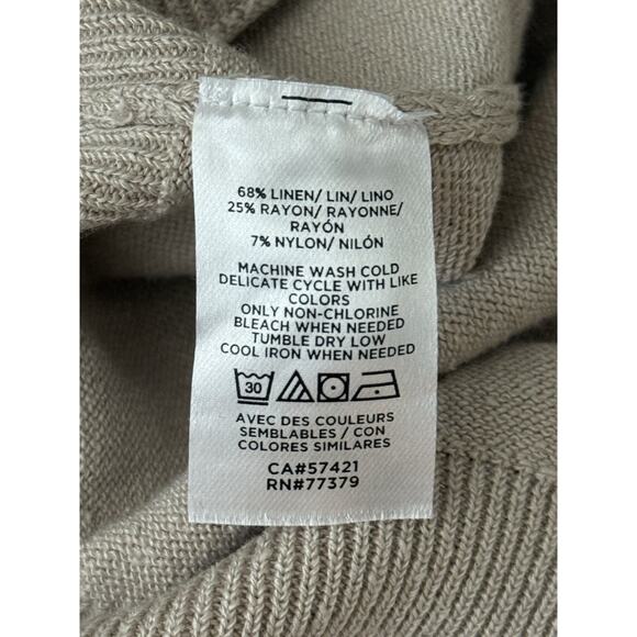 ANN TAYLOR Linen Blend Cap-Sleeve Crew Neck Pullover Beige NWT Sweater Size XL - Picture 7 of 11